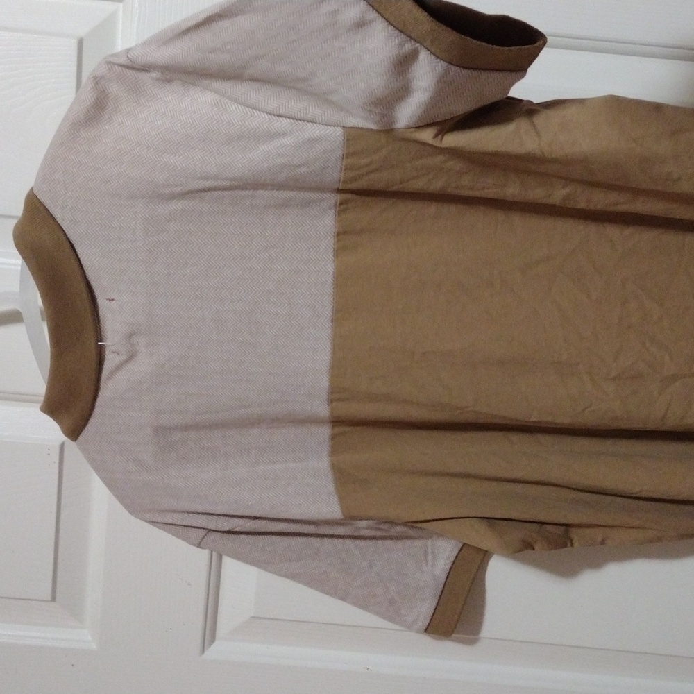 Guess Armen Zip Johnny Taupe Men's Two-Tone Polo Shirt XL 🆕 - Picture 6 of 6